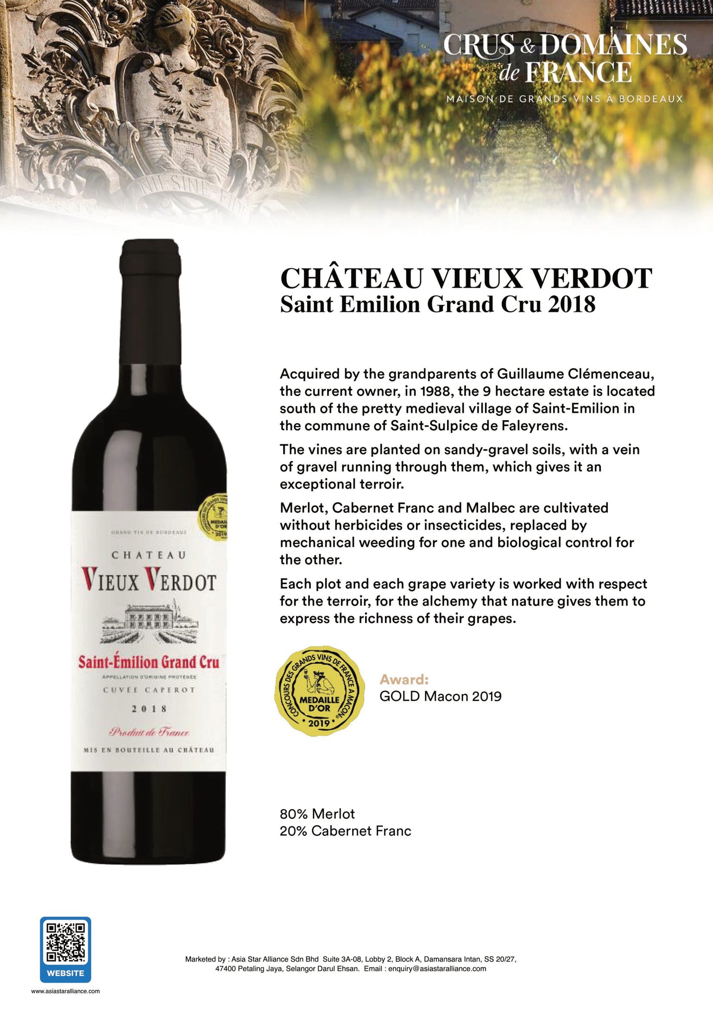 Chateau Vieux Verdot - Saint Emilion Grand Cru (2018) 750ml