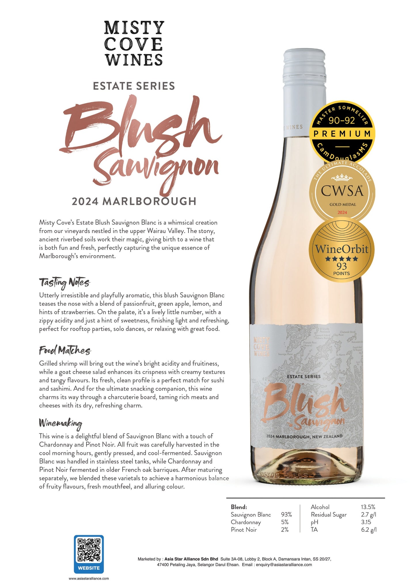 Misty Coves Wines - Estate Sauvignon Blush 750ml