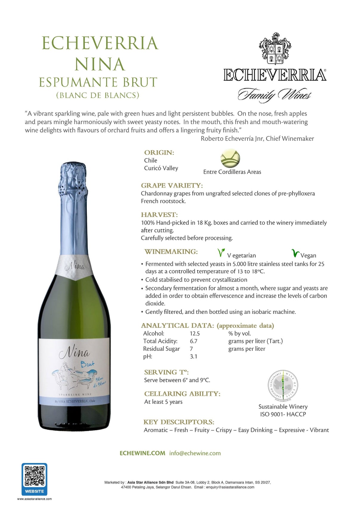 Echeverria Nina Brut Blanc De Blancs 750ml