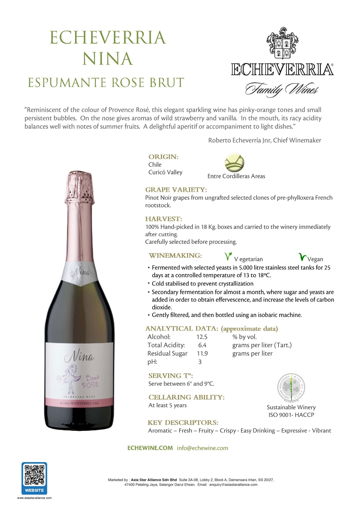 Echeverria Nina Brut Rose 750ml