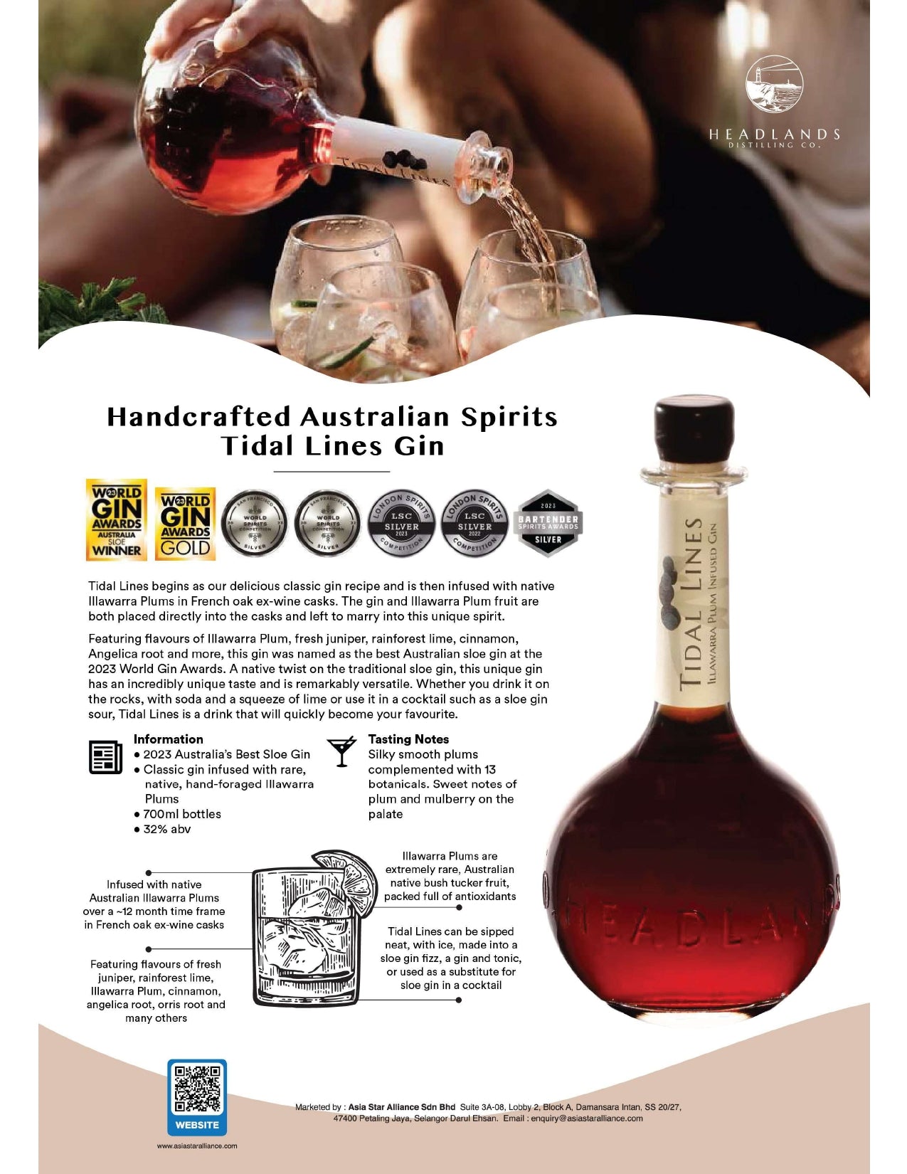 Headlands Tidal Lines Gin 700ml