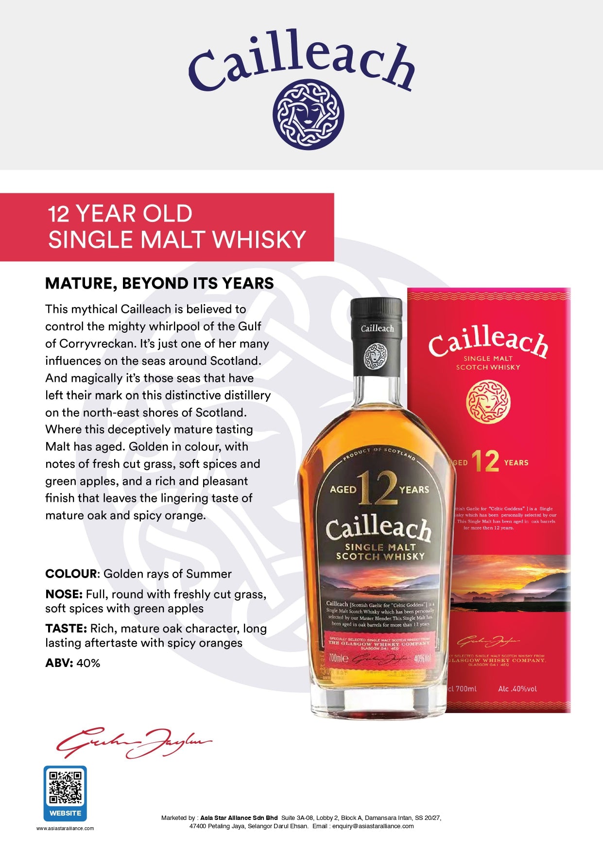 Cailleach Single Malt Scotch Whisky 12 Years Old [700ml] - New Packing