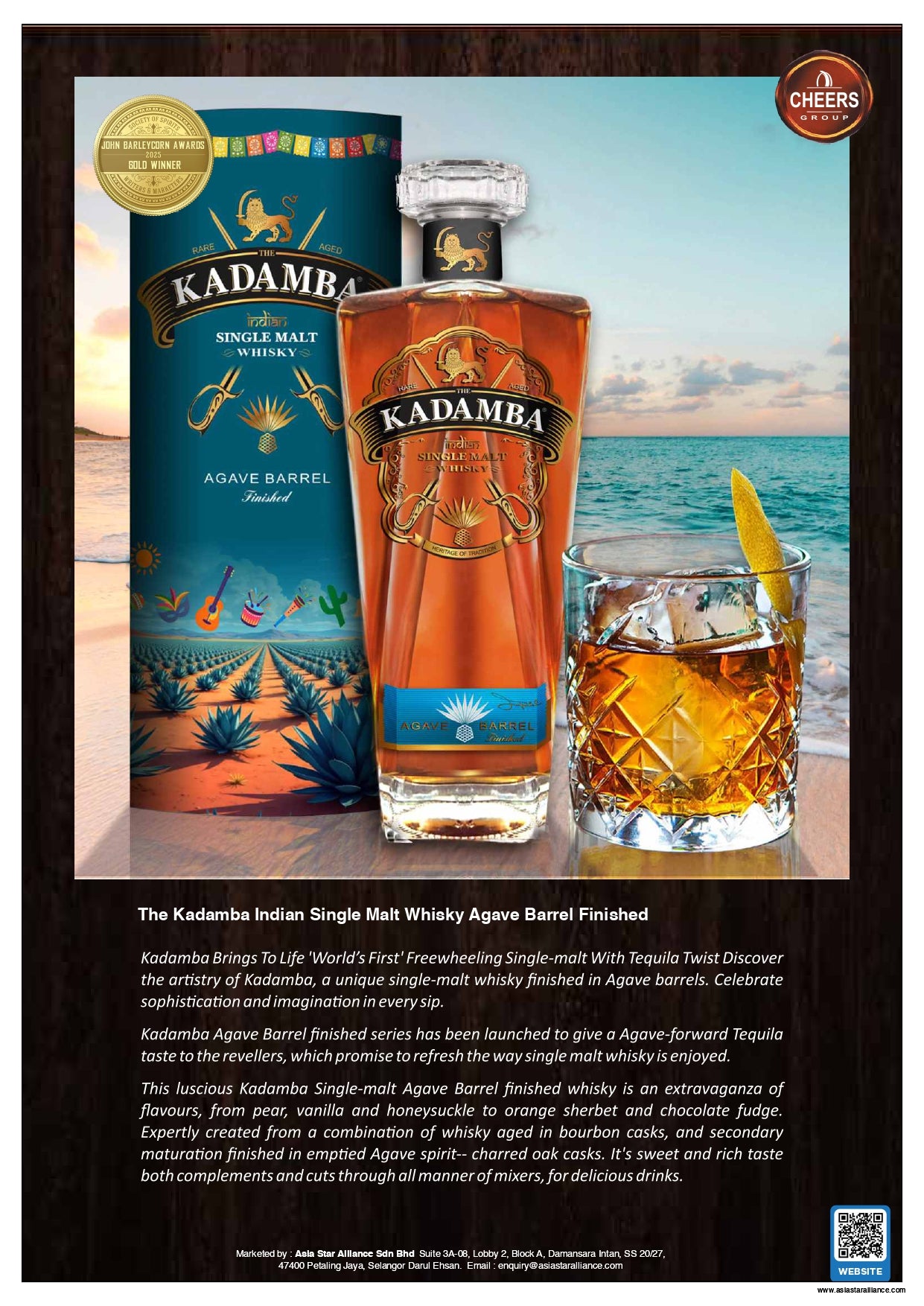 The Kadamba Indian Single Malt Whisky Agave Barrel Finished 750ml