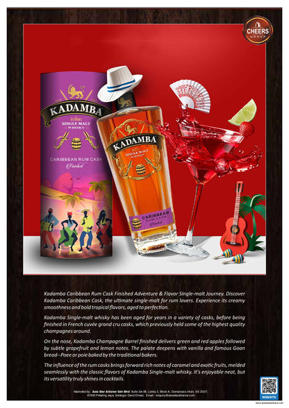 The Kadamba Indian Single Malt Whisky Caribbean Rum Cask Finished 750ml