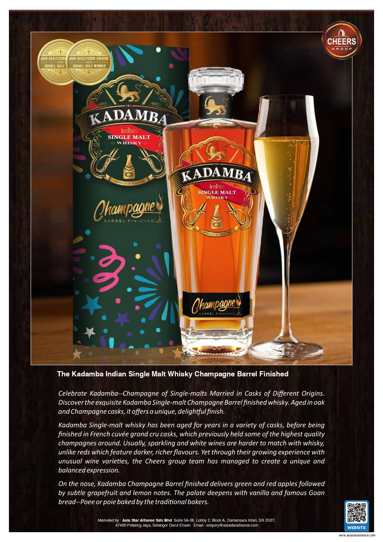 The Kadamba Indian Single Malt Whisky Champagne Barrel Finished 750ml