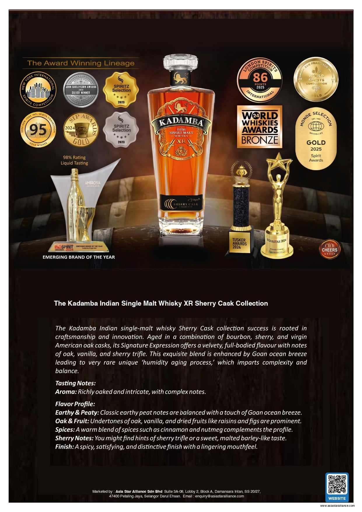 The Kadamba Indian Single Malt Whisky XR Sherry Cask Collection 750ml