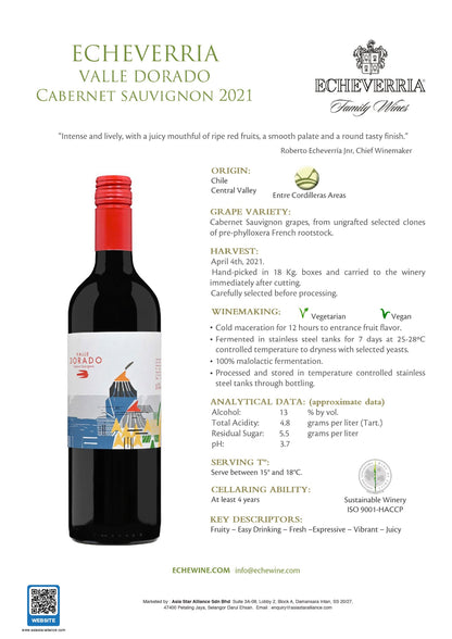 Echeverria Valle Dorado Cabernet Sauvignon (2021) 750ml
