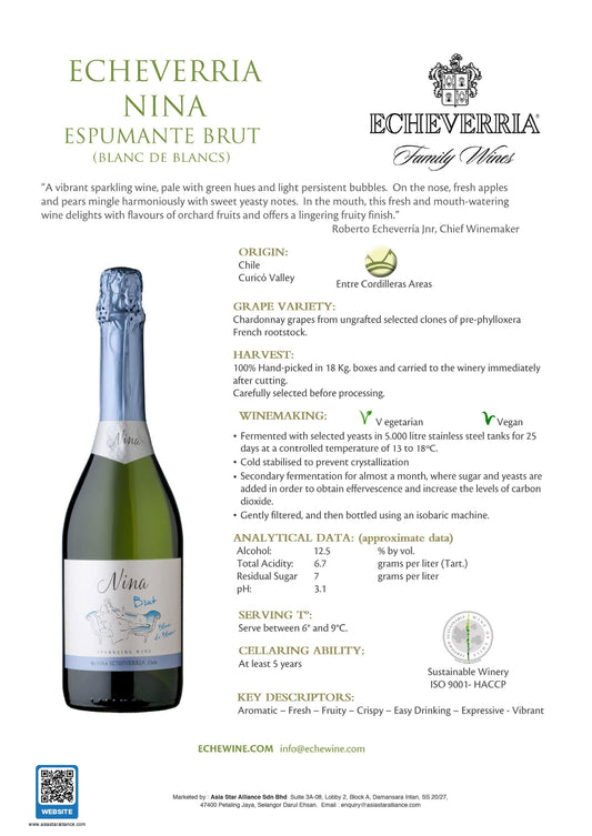Echeverria Nina Brut Blanc De Blancs 750ml