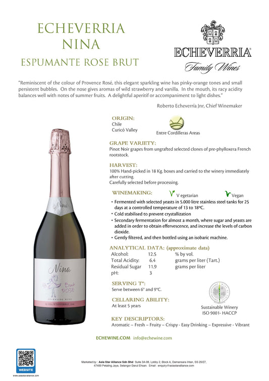 Echeverria Nina Brut Rose 750ml