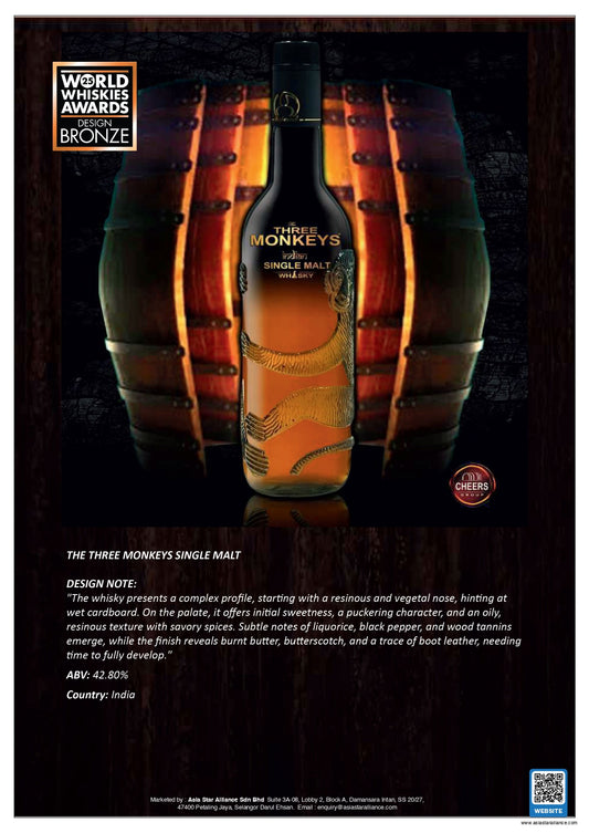 The Three Monkeys Indian Single Malt Whisky 750ml