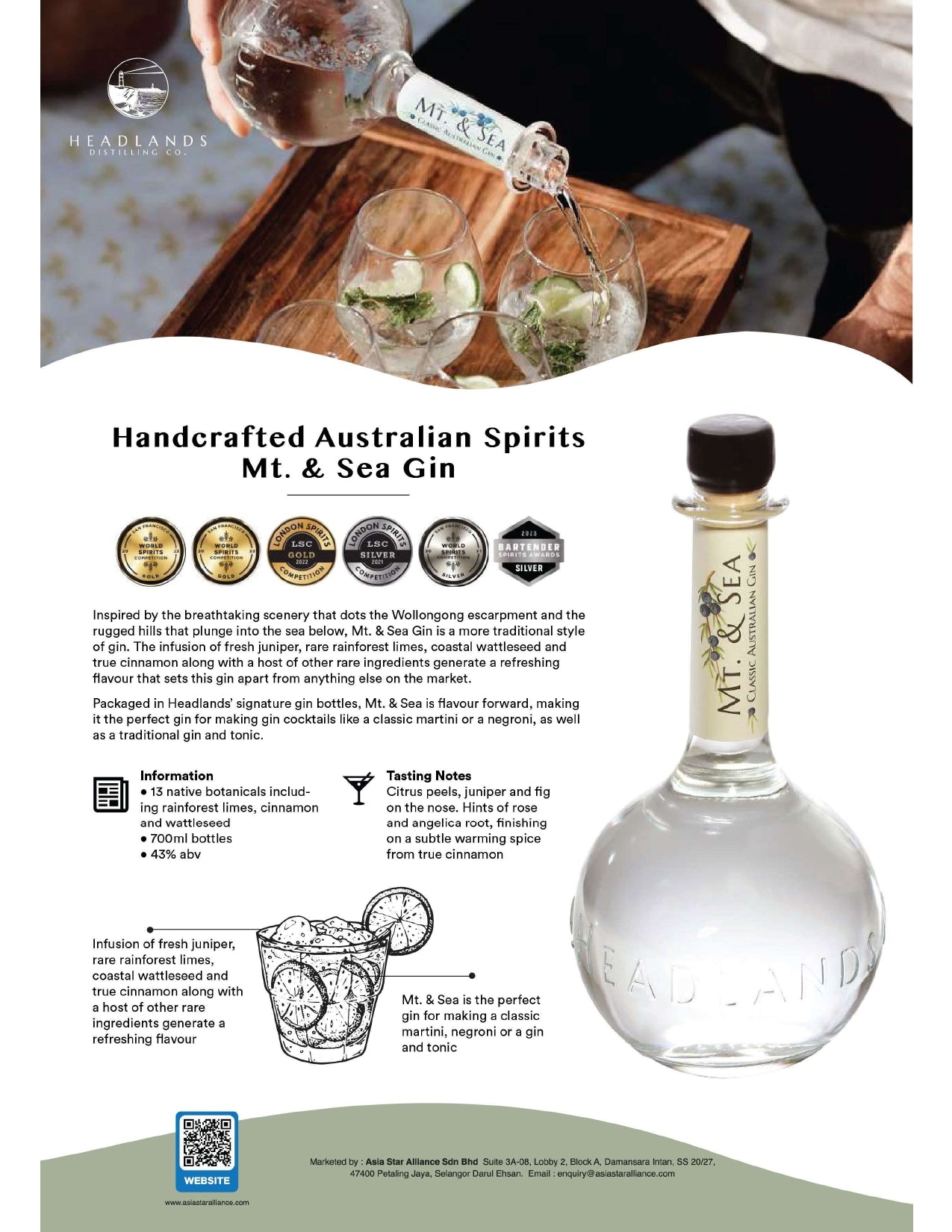 Headlands Mt. & Sea Gin [700ml]